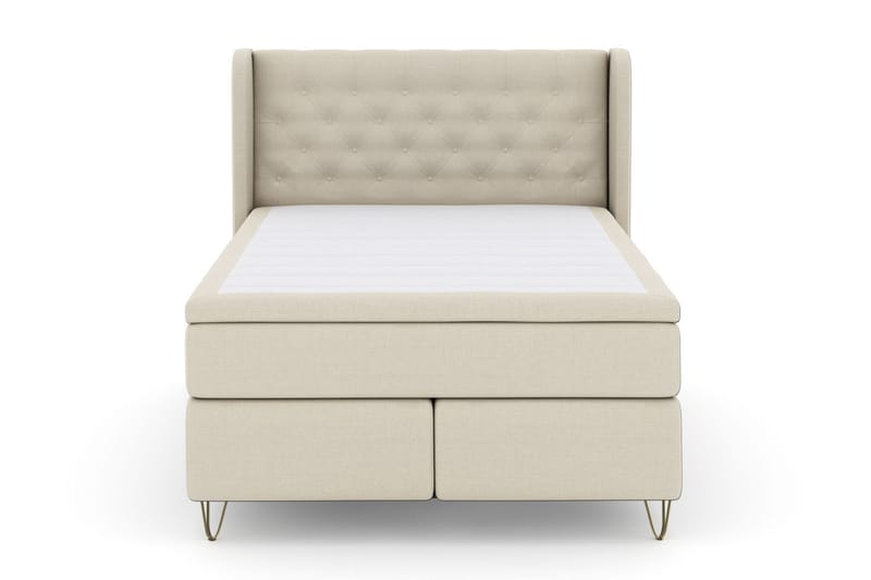 Select No 4 Komplett Sängpaket 160x200 Fast/Medium - Beige/Metall V-form - Products - Möbler - Säng - Kontinentalsäng