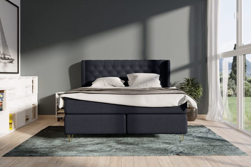Select No 4 Komplett Sängpaket 180x200 Fast - Blå/Metall V-form - Products - Möbler - Säng - Kontinentalsäng