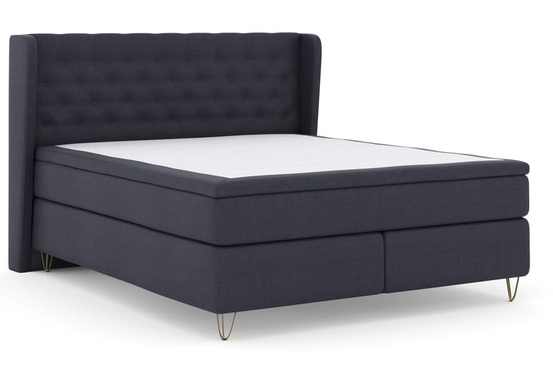 Select No 4 Komplett Sängpaket 180x200 Fast - Blå/Metall V-form - Products - Möbler - Säng - Kontinentalsäng