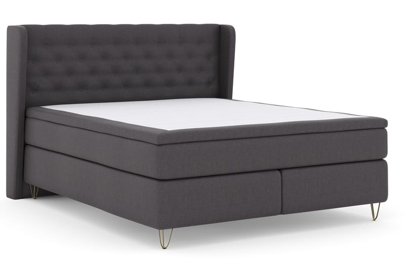 Select No 4 Komplett Sängpaket 180x200 Fast - Mörkgrå/Metall V-form - Products - Möbler - Säng - Kontinentalsäng