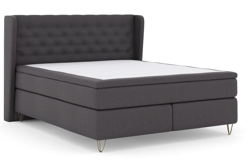 Select No 5 Komplett Sängpaket 210x210 Fast/Medium Watergel - Mörkgrå/Metall V-form - Products - Möbler - Säng - Kontinentalsäng
