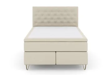 Select No 5 Kontinentalsäng 140x200 Fast/Medium Latex - Beige/Metall V-Form - Products - Möbler - Säng - Kontinentalsäng