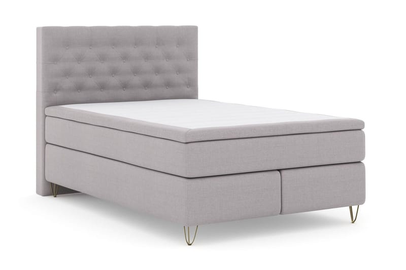Select No 5 Kontinentalsäng 140x200 Fast/Medium Watergel - Ljusgrå/Metall V-Form - Products - Möbler - Säng - Kontinentalsäng