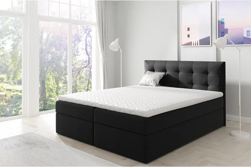 Skaftå Kontinentalsäng 200x200 cm - Svart/Vit - Products - Möbler - Säng - Säng med förvaring