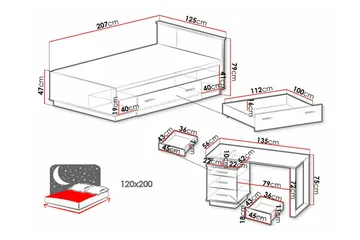 Strathy Möbelset För Sovrum - Svart - Products - Möbler - Säng - Möbelset för sovrum