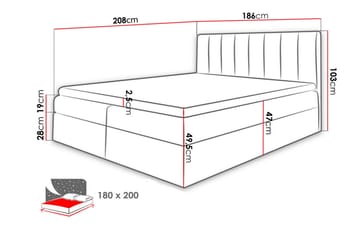 Vasil Kontinentalsäng 180x200 - Beige - Products - Möbler - Säng - Säng med förvaring