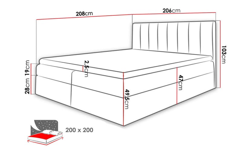 Vasil Kontinentalsäng 200x200 - Beige - Products - Möbler - Säng - Säng med förvaring