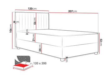 Veyran Sängpaket Kontinentalsäng med Förvaring 120x200 cm - Grå - Products - Möbler - Säng - Komplett sängpaket