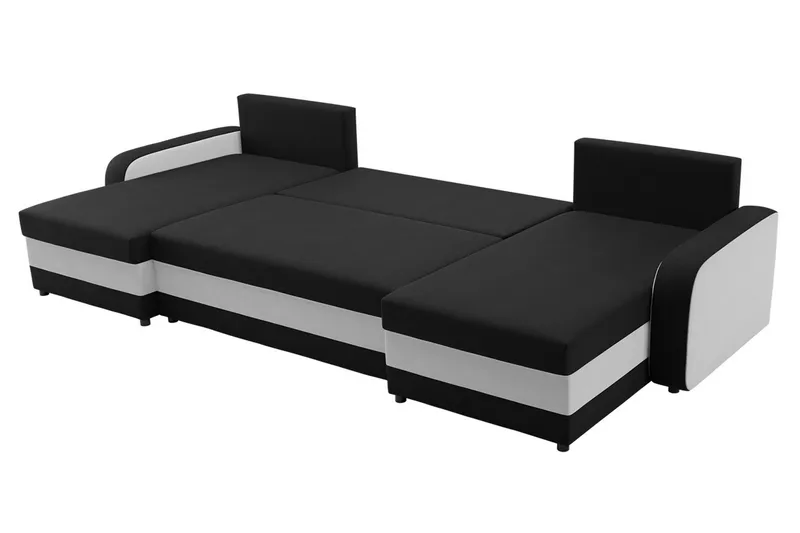 Alvared 4-sits Bäddsoffa med Dubbeldivan med Förvaring - Sammet/Svart/Grå - Products - Möbler - Soffa - Bäddsoffa - U bäddsoffa