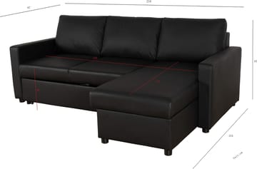 Bäddsoffa 218 cm PU-läder svart - Dream - svart - Products - Möbler - Soffa - Bäddsoffa - Bäddsoffa divan