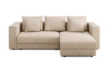 Bergen Extra djup 3-sits Bäddsoffa med Divan och Bäddmadrass i Memoryskum och Tvättbar klädsel, Brun Tyg
