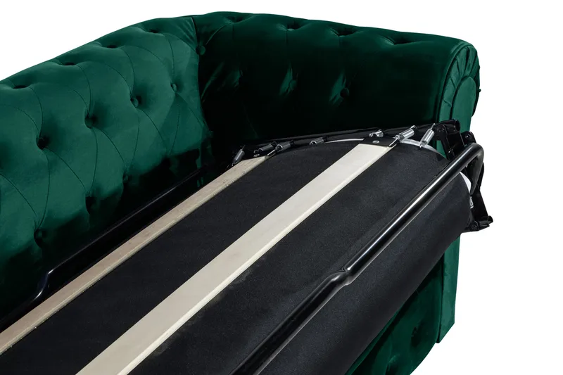 Chesterfield Lyx 3-sits Framåtbäddad bäddsoffa i sammet - Mörkgrön / Grön - Products - Möbler - Soffa - Bäddsoffa - 3 sits bäddsoffa