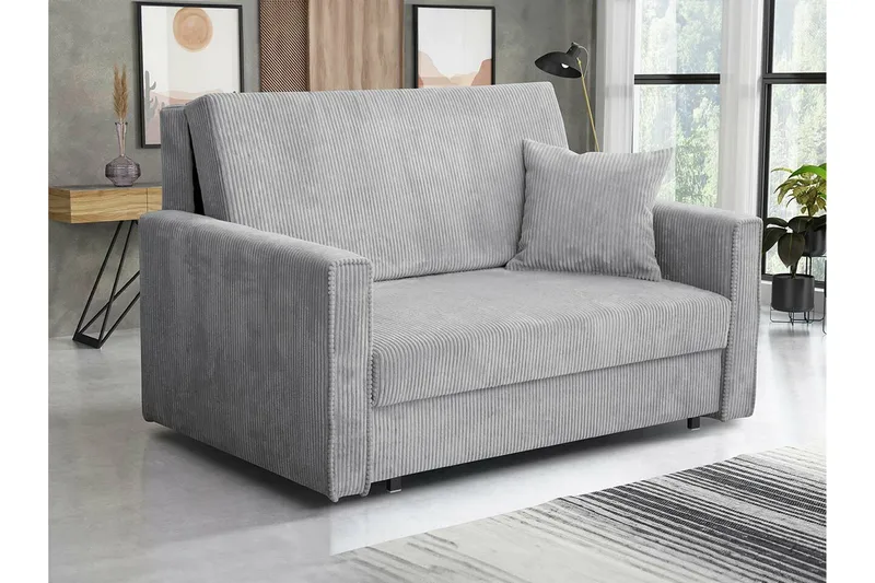 Denegal 2-sits liten bäddsoffa i Tyg - Grå - Products - Möbler - Soffa - Bäddsoffa - 2 sits bäddsoffa