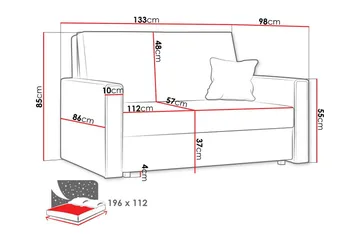 Denegal 2-sits liten bäddsoffa i Tyg - Grå - Products - Möbler - Soffa - Bäddsoffa - 2 sits bäddsoffa