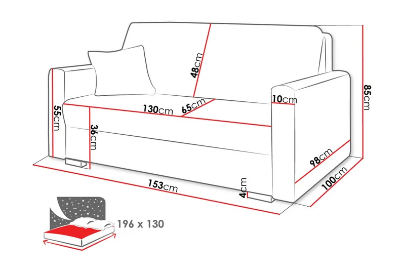 Denegal 2-sits liten bäddsoffa i Plysch - Beige - Products - Möbler - Soffa - Bäddsoffa - 2 sits bäddsoffa