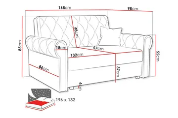 Denegal 2-sits liten bäddsoffa i Plysch - Grå - Products - Möbler - Soffa - Bäddsoffa - 2 sits bäddsoffa