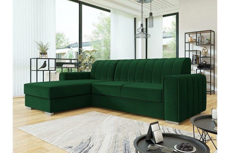 Denegal 3-sits Hörnbäddsoffa Dark green - Products - Möbler - Soffa - Bäddsoffa - Hörnbäddsoffa