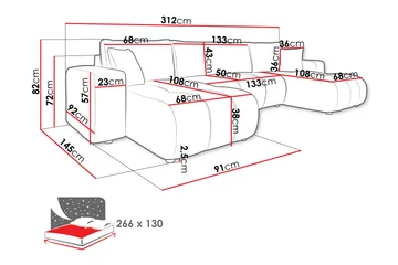 Flo Bäddsoffa Dubbeldivan 4-sits - Grå - Products - Möbler - Soffa - Bäddsoffa - U bäddsoffa