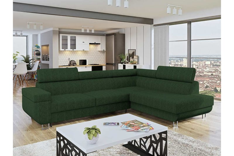 Kintore 3-sits Hörnbäddsoffa Dark green - Products - Möbler - Soffa - Bäddsoffa - Hörnbäddsoffa
