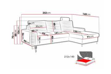 Kintore 3-sits Hörnbäddsoffa Light grey/Dark grey - Products - Möbler - Soffa - Bäddsoffa - Bäddsoffa divan