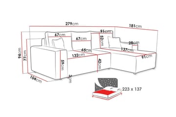 Knocklong 3-sits Hörnbäddsoffa - Grå - Products - Möbler - Soffa - Bäddsoffa - Hörnbäddsoffa