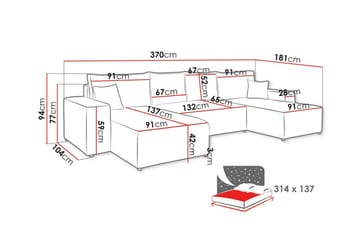 Knocklong 4-sits Hörnbäddsoffa - Svart - Products - Möbler - Soffa - Bäddsoffa - Hörnbäddsoffa