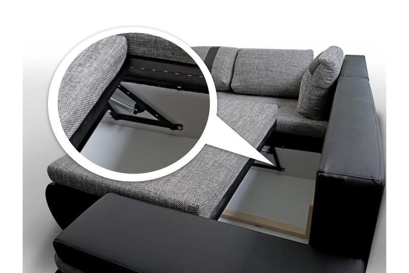 Lavona Divanbäddsoffa Mini Höger - Svart/Grå - Products - Möbler - Soffa - Bäddsoffa - Bäddsoffa längsbäddad