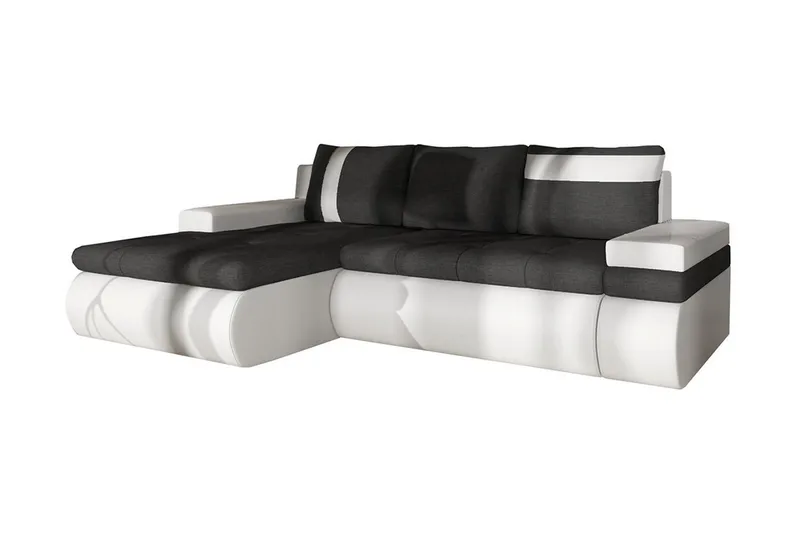 Lavona Divanbäddsoffa Mini Vänster, Mörkgrå/Vit