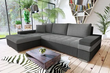 Naoma Divanbäddsoffa 274x182x83 cm - Grå - Products - Möbler - Soffa - Bäddsoffa - Bäddsoffa divan