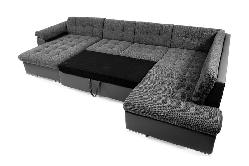Niko U-Bäddsoffa 350x205x76 cm Divan Vänster - Beige/Grå - Products - Möbler - Soffa - Bäddsoffa - Bäddsoffa längsbäddad