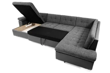 Niko U-Bäddsoffa 350x205x76 cm Divan Vänster - Grå - Products - Möbler - Soffa - Bäddsoffa - Bäddsoffa divan