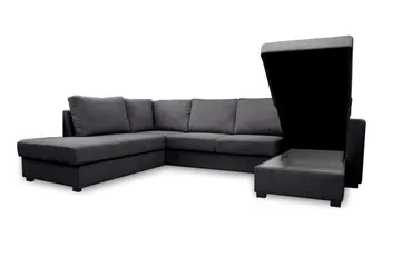 Paris U-Bäddsoffa Vänster - Mörkgrå - Products - Möbler - Soffa - Bäddsoffa - Bäddsoffa divan