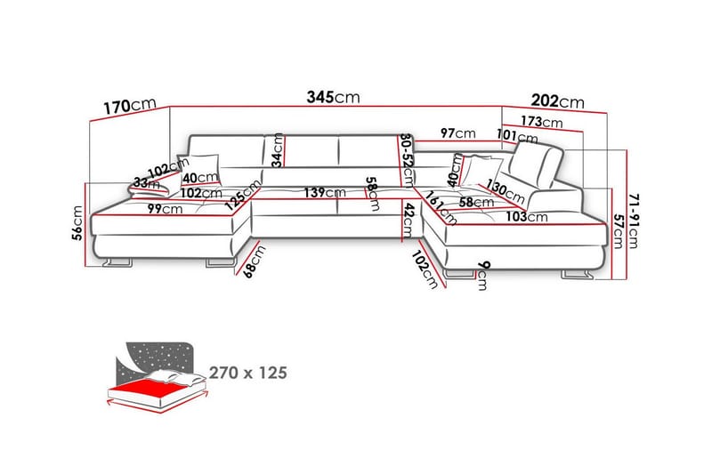 Reginia 4-sits Hörnbäddsoffa - Products - Möbler - Soffa - Bäddsoffa - Hörnbäddsoffa