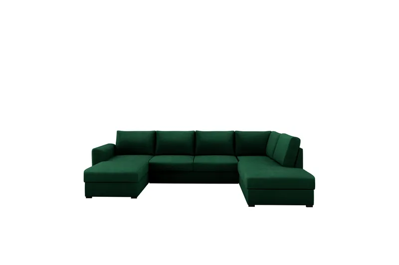 Taberk Bäddsoffa med Divan och Schäslong 4-sits, Grön
