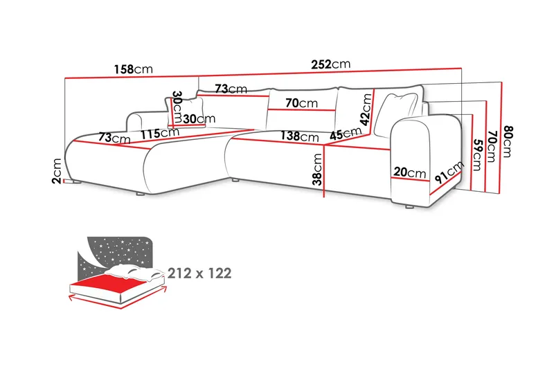 Tacon Bäddsoffa m. Divan 3-sits - Blå - Products - Möbler - Soffa - Bäddsoffa - Bäddsoffa divan