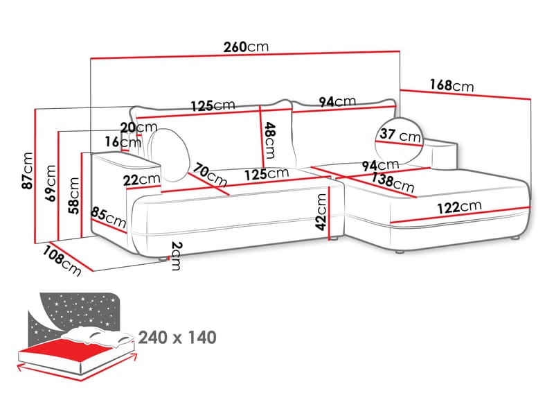 Uppland Bäddsoffa med Divan 3-sits - Vit - Products - Möbler - Soffa - Bäddsoffa - Bäddsoffa divan
