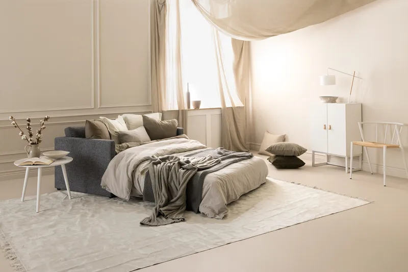 Willhelm Liten Bäddsoffa 2-sits 160 cm Bred - Grå / Ljusgrå - Products - Möbler - Soffa - Bäddsoffa - 2 sits bäddsoffa