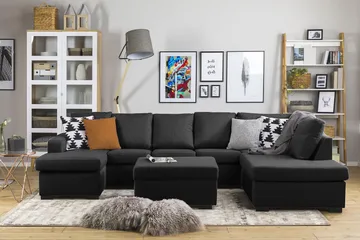 Crazy 5-sits Högervänd U-formad X-Large Soffa med Divan och Schäslong i Tyg - Antracit - Products - Möbler - Soffa - U-soffa