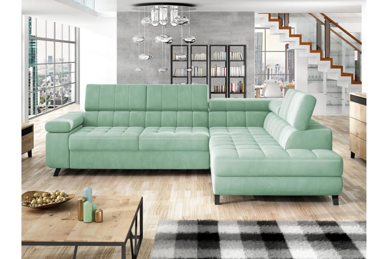 Amshyttan Soffa med Schäslong 3-sits - Grön - Products - Möbler - Soffa - Divansoffa & schäslongsoffa - 3 sits soffa med divan