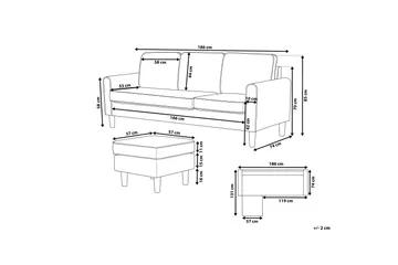 Avesta Soffa 2-4 Sits Med Fotpall - Grå - Products - Möbler - Soffa - Divansoffa & schäslongsoffa - 3 sits soffa med divan