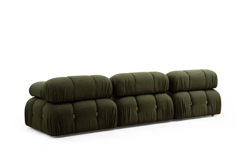 Belgin Bubblig Divansoffa 3-sits 288 cm med fasta armstöd och repdetaljer - Grön - Products - Möbler - Soffa - Divansoffa & schäslongsoffa - 3 sits soffa med divan