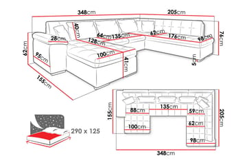 Dynir Soffa med Divan och Schäslong 4-sits - Vit/Grå - Products - Möbler - Soffa - Divansoffa & schäslongsoffa - 4 sits soffa med divan