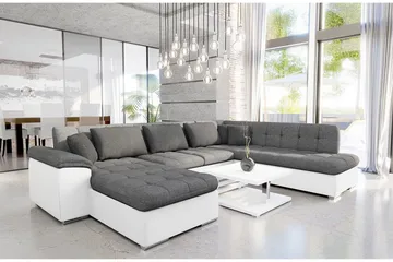 Dynir Soffa med Divan och Schäslong 4-sits - Vit/Grå - Products - Möbler - Soffa - Divansoffa & schäslongsoffa - 4 sits soffa med divan