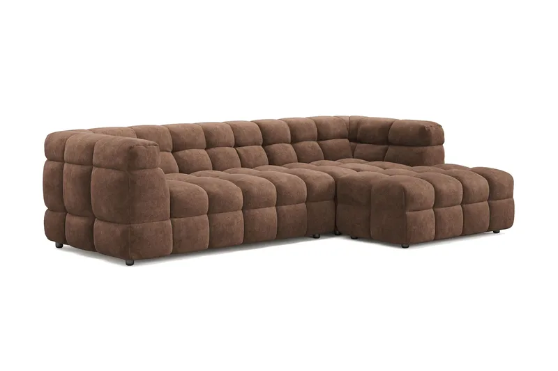 Elise 4-sits Bubblig Soffa med Divan Höger - Brun - Products - Möbler - Soffa - Divansoffa & schäslongsoffa - 4 sits soffa med divan