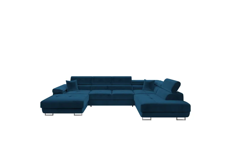 Gabina Soffa med Divan och Schäslong 4-sits, Blå