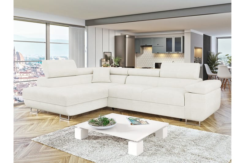 Gabina Soffa med Schäslong 3-sits - Vit - Products - Möbler - Soffa - Divansoffa & schäslongsoffa - 3 sits soffa med divan