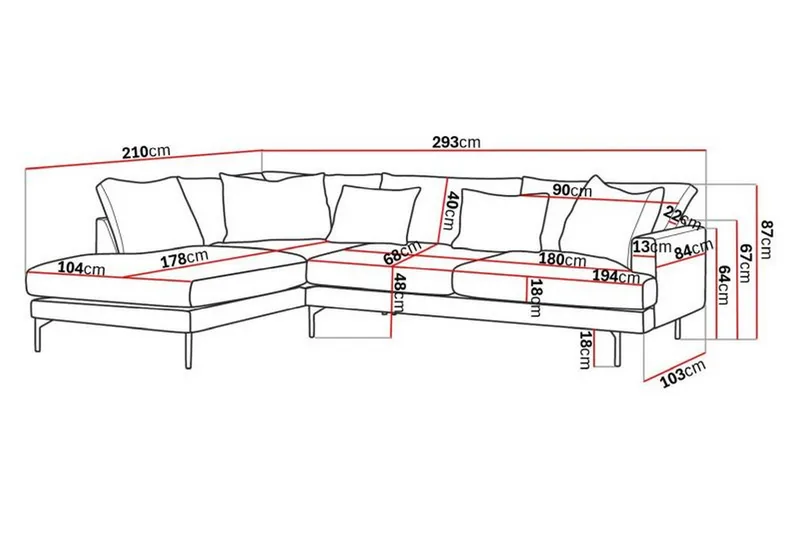 Menard 4-sits Vänstervänd L-formad Djup Schäslongsoffa i Tyg - Beige - Products - Möbler - Soffa - Divansoffa & schäslongsoffa - 4 sits soffa med divan