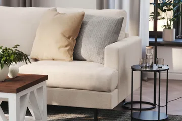 Menard Compact 4-sits Vänstervänd L-formad Schäslongsoffa i Tyg - Beige - Products - Möbler - Soffa - Divansoffa & schäslongsoffa - 4 sits soffa med divan