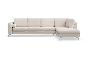 Ocean Lyx 4-sits Högervänd L-formad Schäslongsoffa i Tyg, Beige