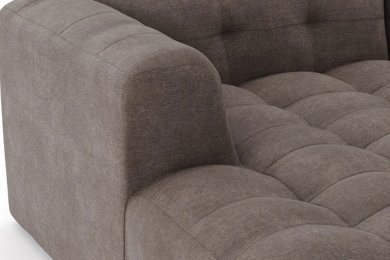 Puffy 3-sits bubblig soffa med divan vänster - Brun - Products - Möbler - Soffa - Bäddsoffa - Bäddsoffa divan